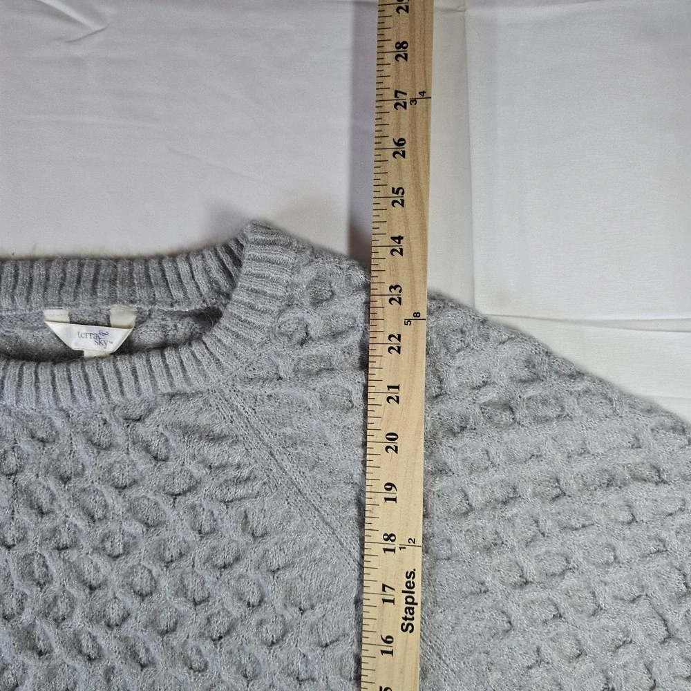 Terra & Sky Grey Plus‎ Crew Neck Long Sleeve Neutral Super Soft Sweater 0X 14W
